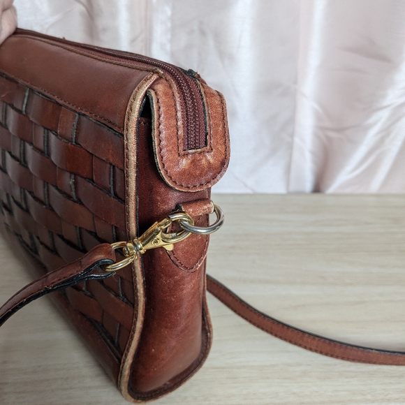 Braided Cognac Brown Leather Purse Etienne Aigner - Picture 13 of 14